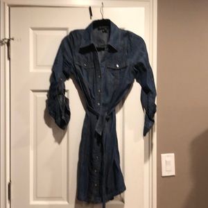 Inc belted denim shirt dress